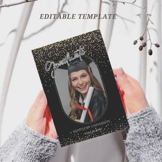 Printable Black & Gold Graduation Invitation