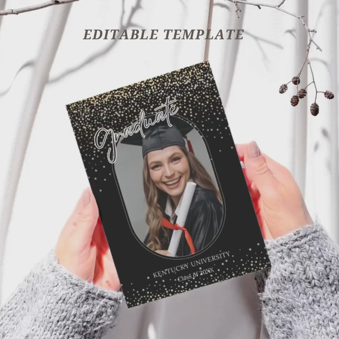 Printable Black & Gold Graduation Invitation