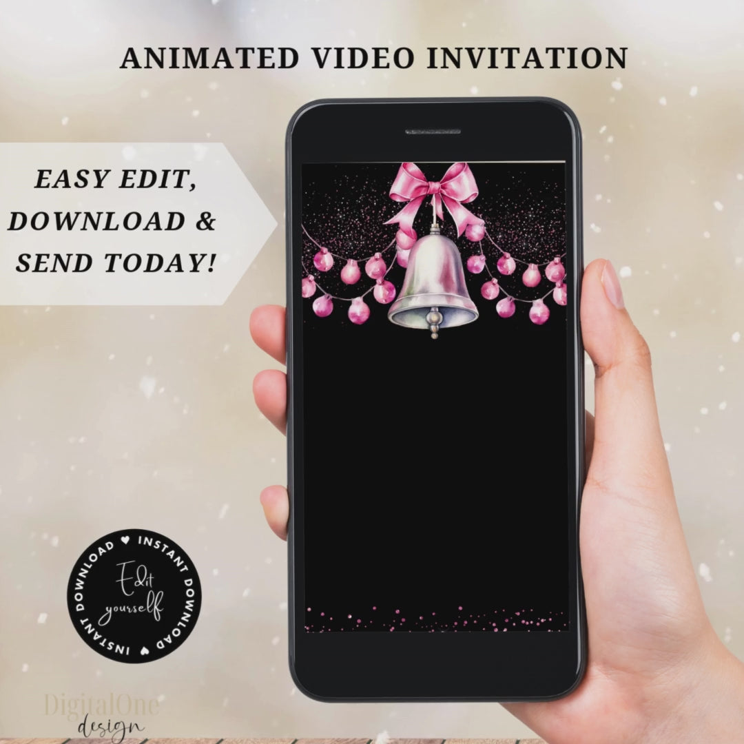 Animated Video Pink Christmas Invitation