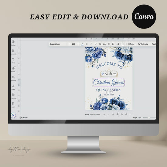 Easy Edit Birthday Welcome Sign, Instant Download
