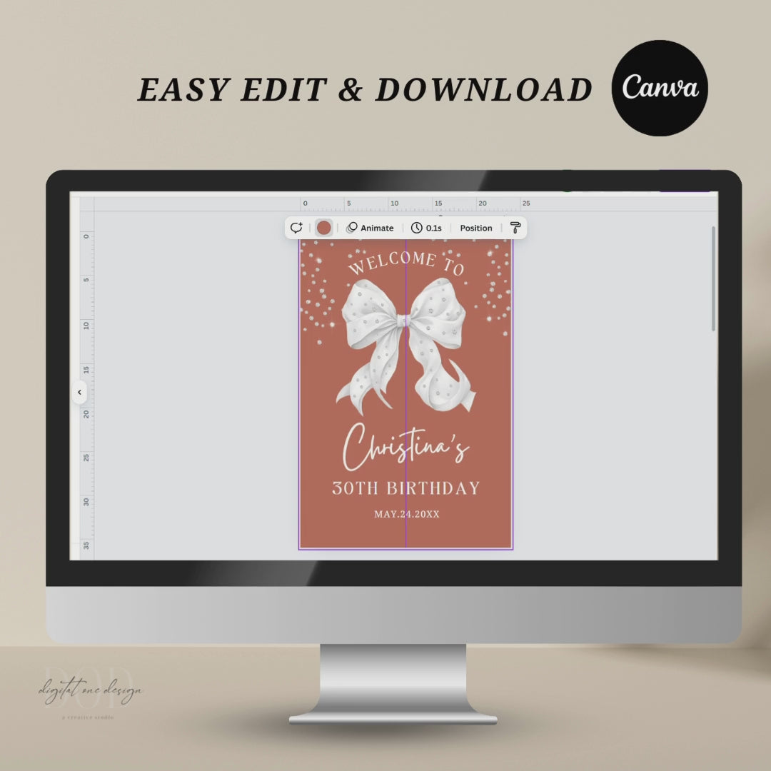 Editable White Bow Welcome Sign Template