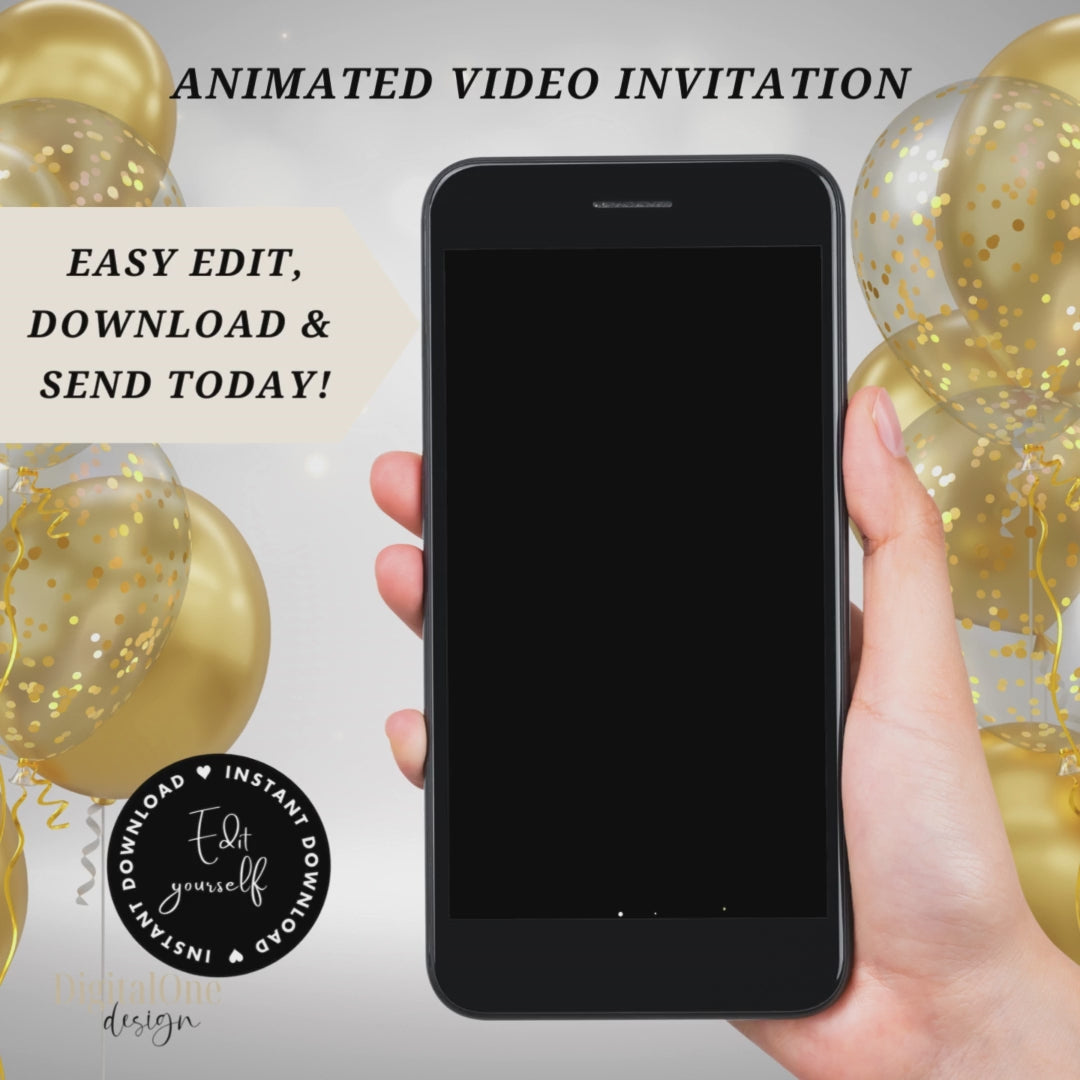 Video Animated Electronic spanish 80th Birthday Invitation