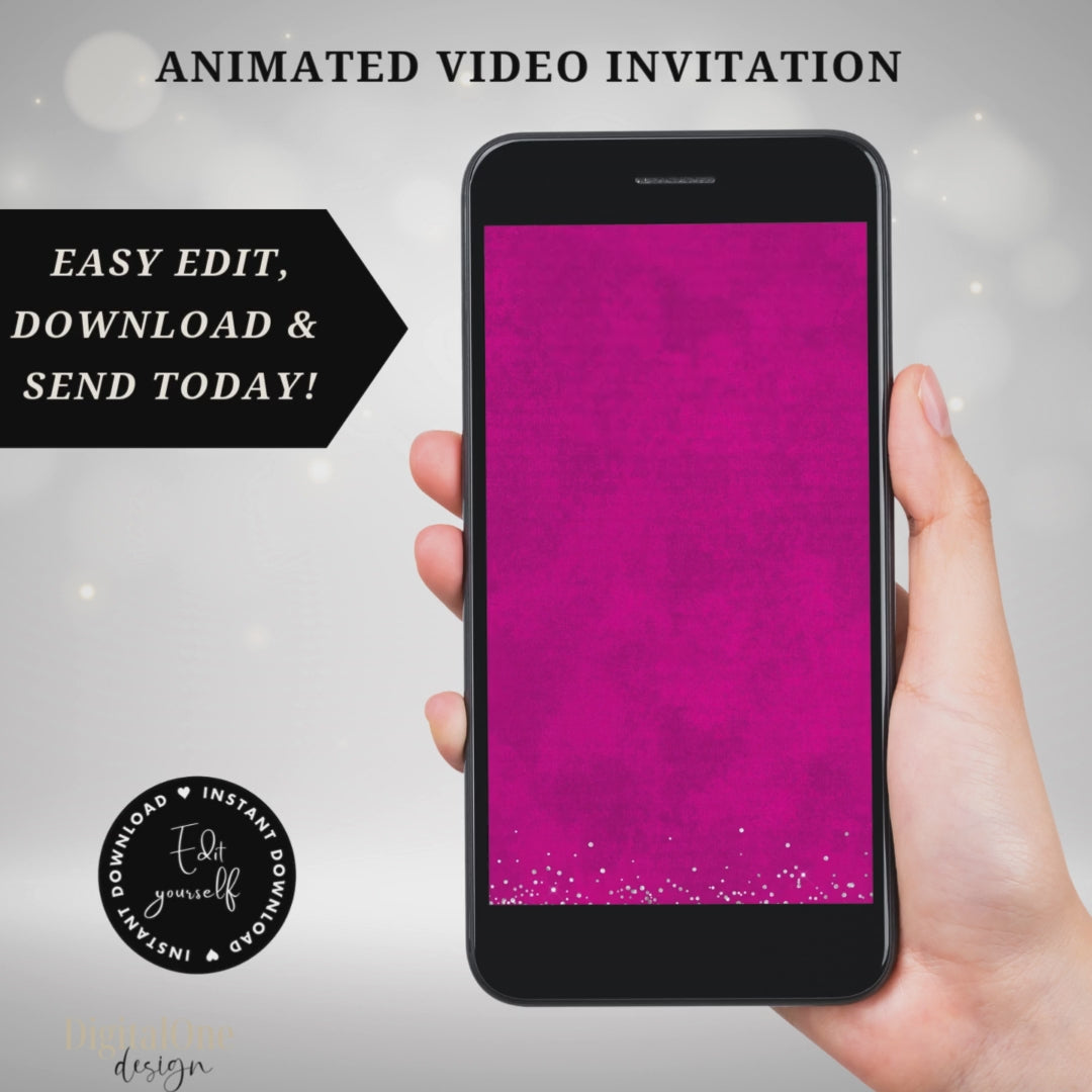 Video Animated Hot Pink Graduation Party Invite