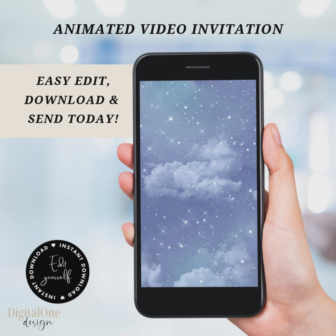 Video Animated Cute Teddy Bear Baby shower Invitation