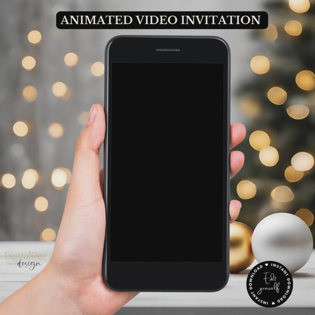 Animated Video Spanish red Christmas Invitation Template - Edit yourself