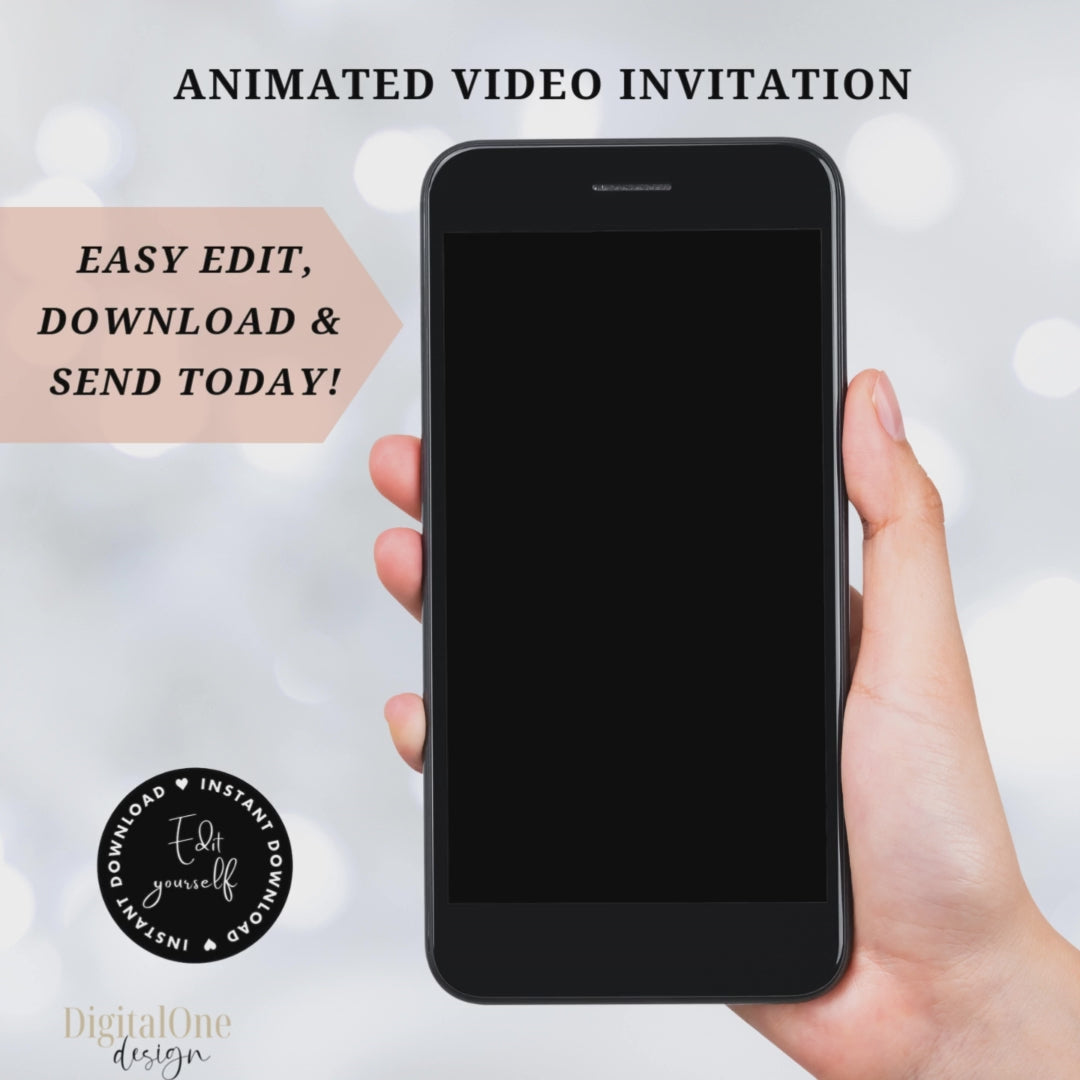 Animated Video Spanish Red and White Balloons Christmas Party Invitation