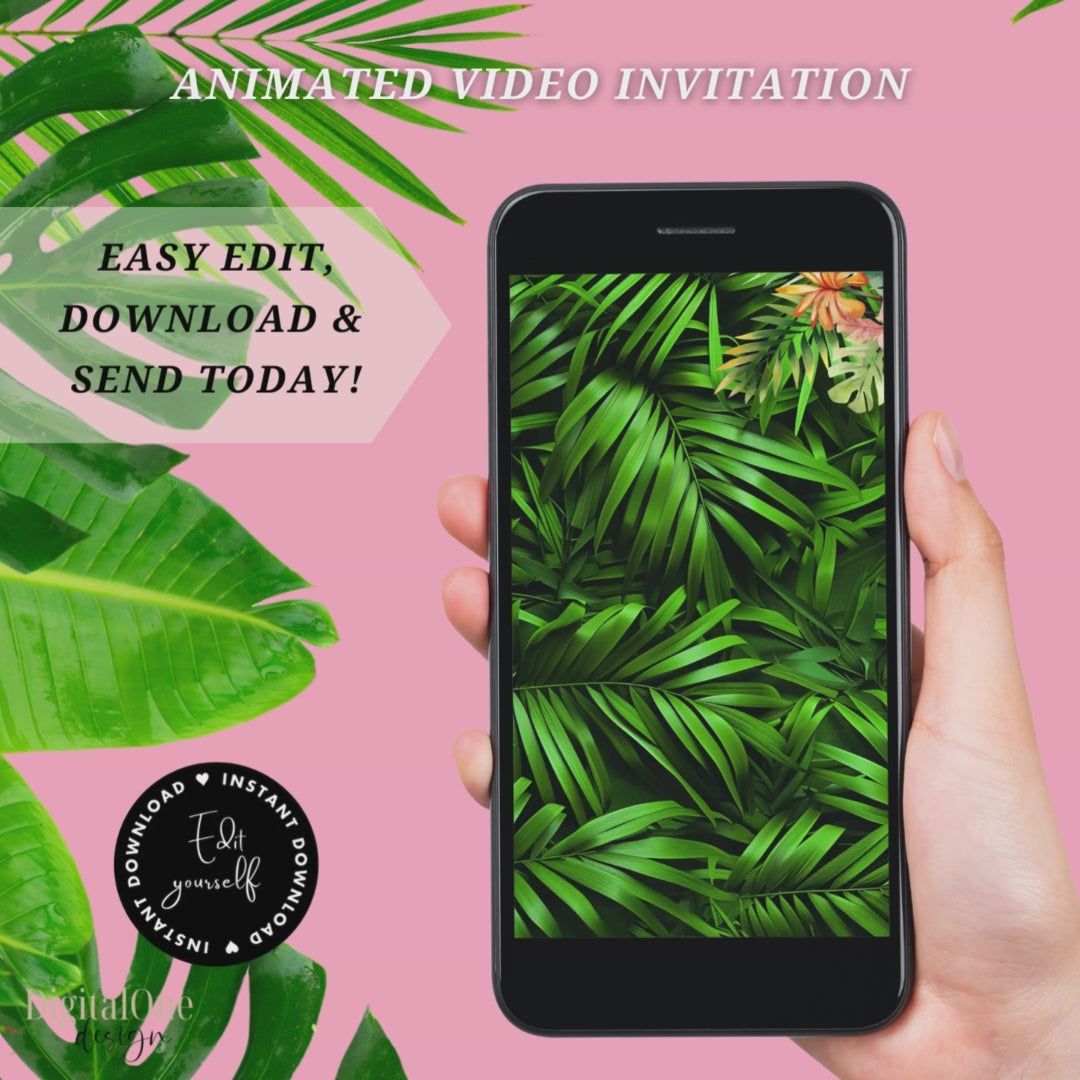 Animated Video Tropical Summer Birthday Invitation