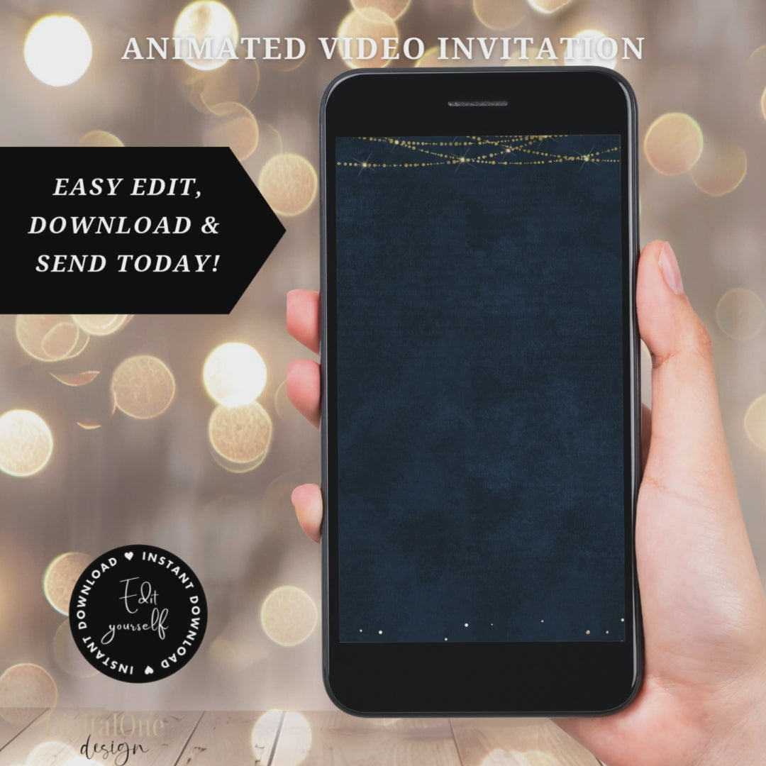Elegant Navy Blue and Gold Graduation Save the Date Template