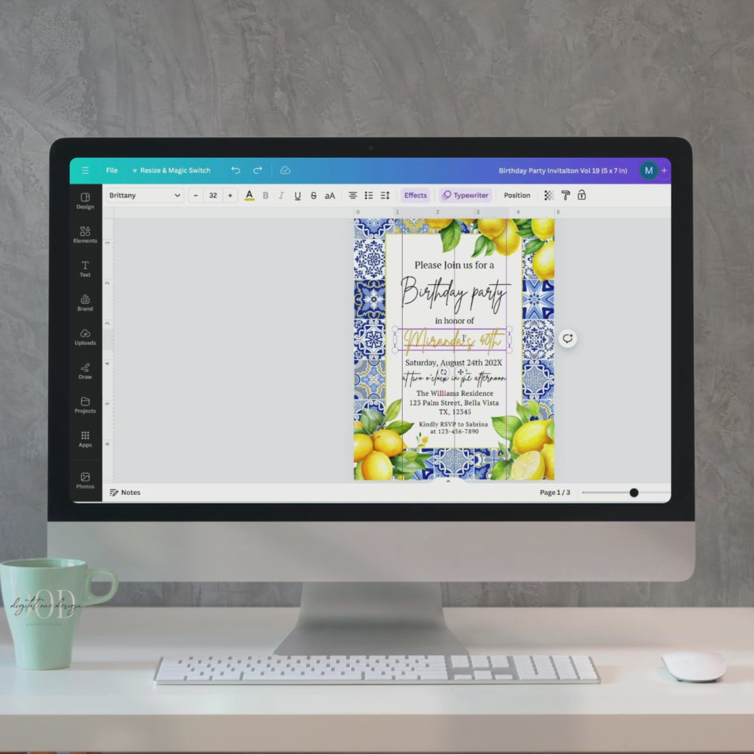 Editable Amalfi Coast Invitation template
