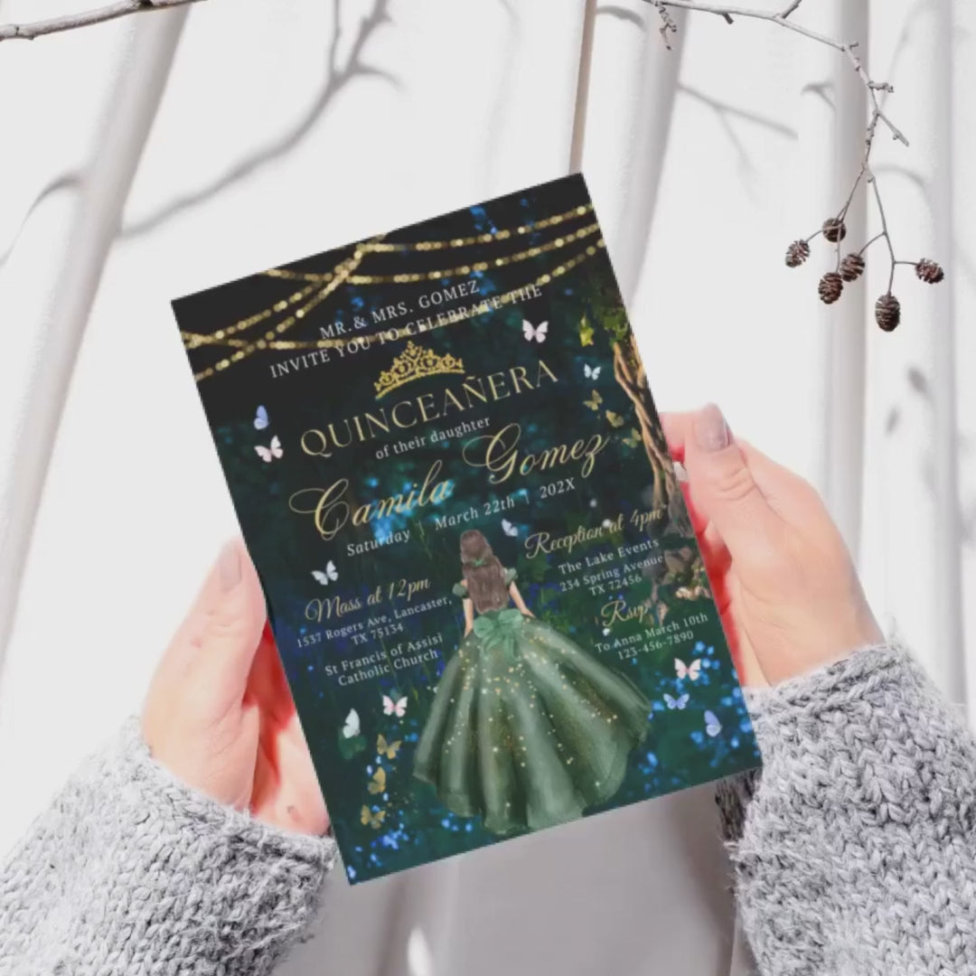 Printable Enchanted Forest Quinceanera Birthday Invitation