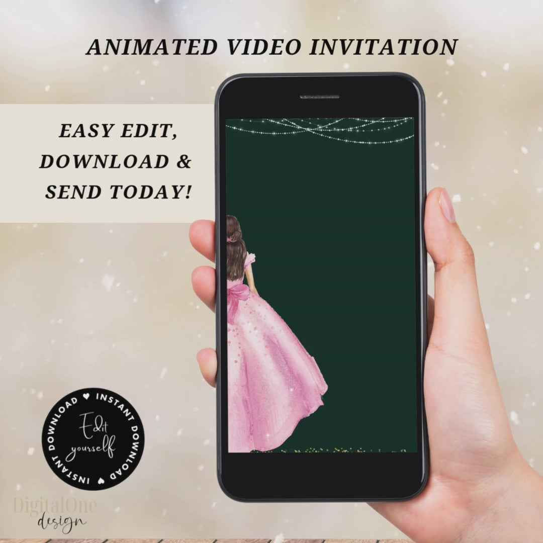 Enchanted Forest Pink Princess Evite Sweet 16th Birthday