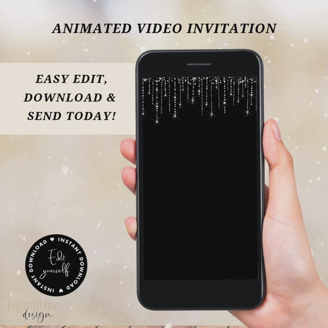 Video Animated Forest green Quinceanera Save the date Invitation Template