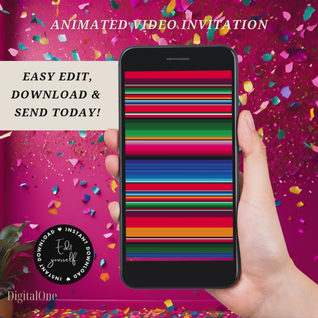 Aminated Video Mexican Fiesta Birthday Invitation