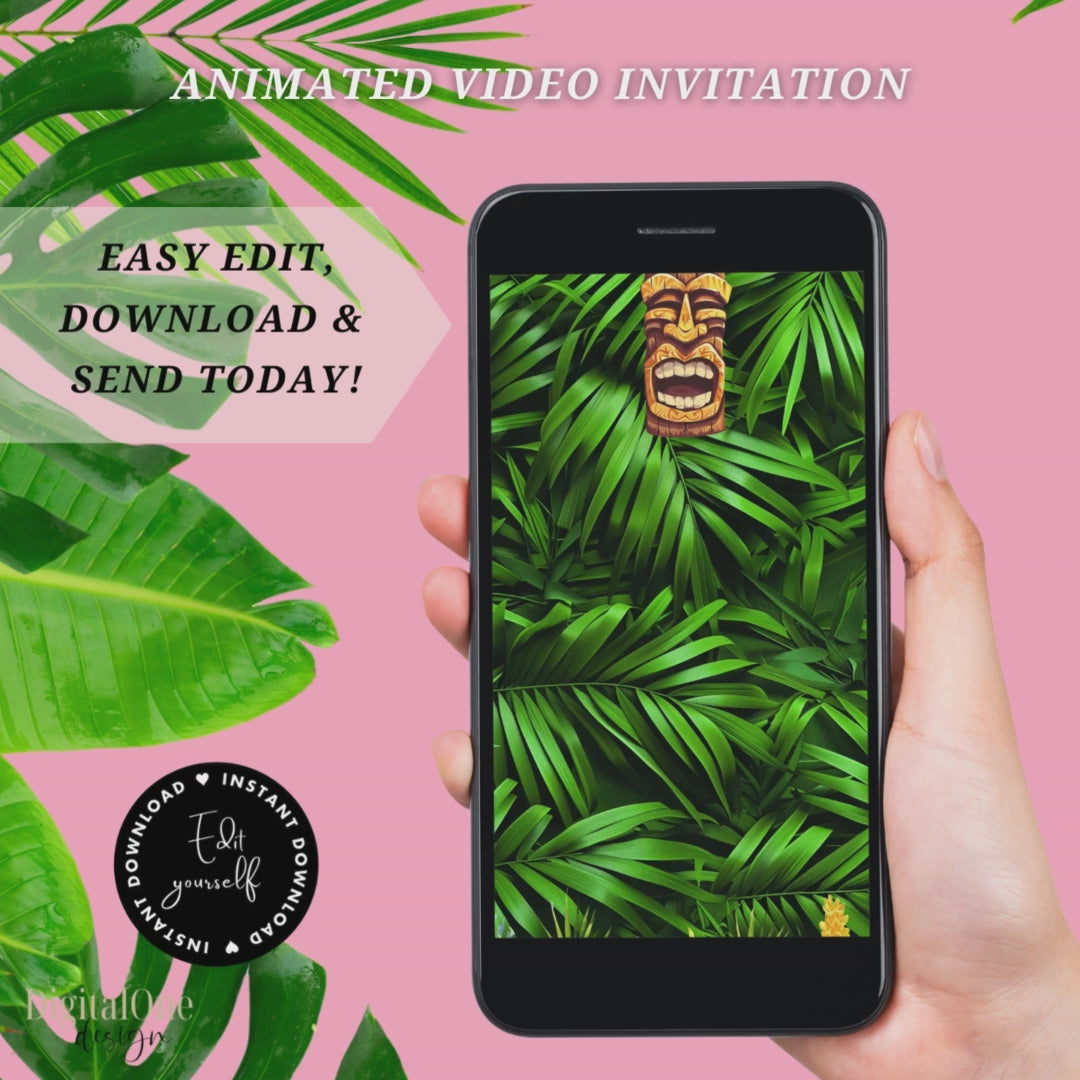 Video Animated Luau Birthday party Invite