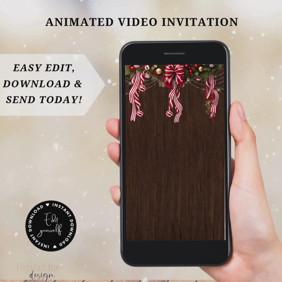 Rustic Farmhouse Christmas Pajama Party Invitation video animated