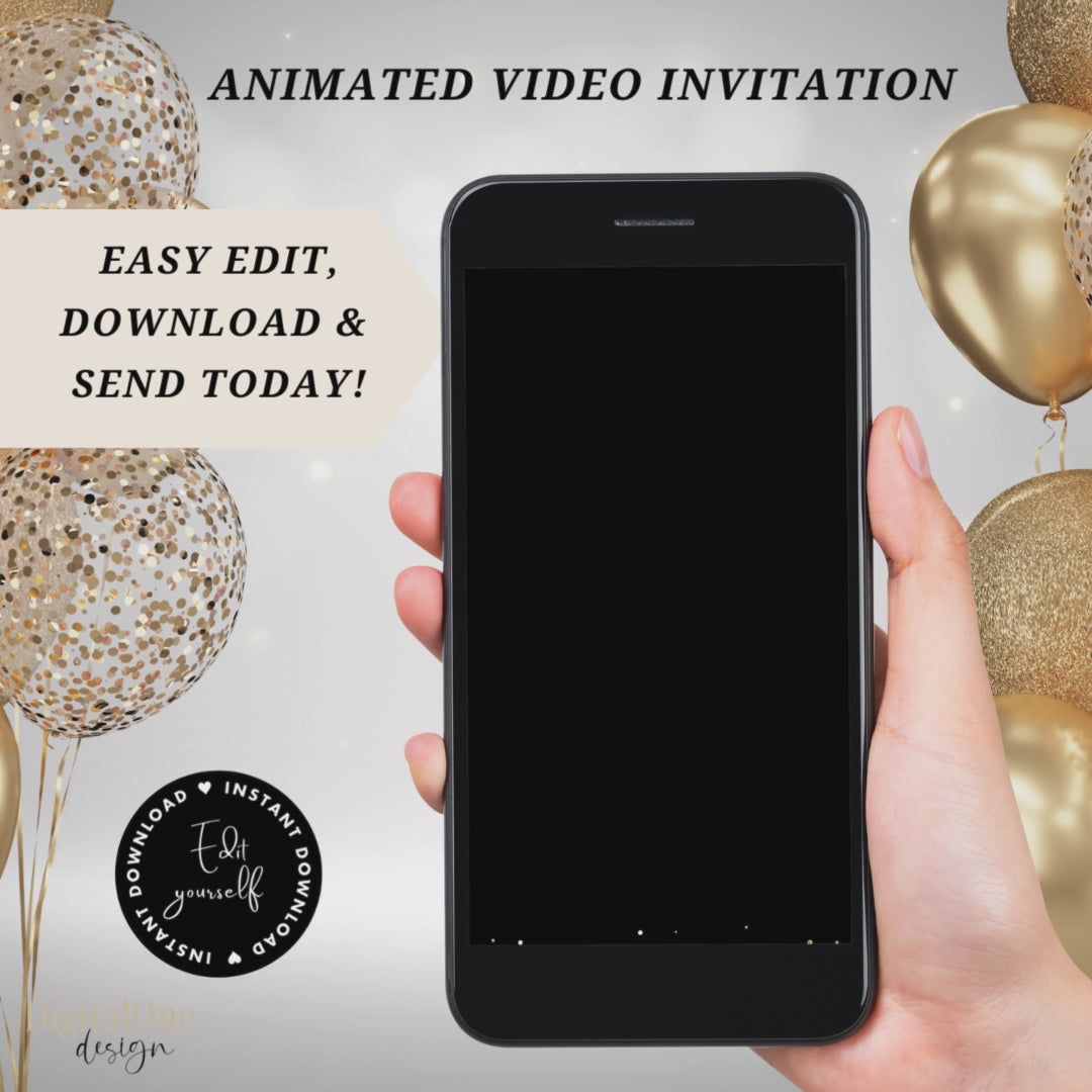 Video Animated 25th Birthday Party Invite